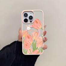 Funda para teléfono Tulip Blossom, compatible con teléfonos ,  17,  16 Pro Max,  15 Pro Max,  13 y  12. Fabricada en TPU, ofrece protección contra golpes y caídas. Una opción encantadora para los amantes de la primavera, perfecta para familiares y amigos, como regalo especial y para ocasiones especiales como cumpleaños y festividades. - Rosa - Ver 2