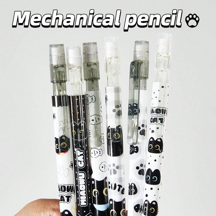 3 أقلام رصاص آلية ميكانيكية بتصميم القطط الجميلة، بسمك 0.5 مم - من مواد بلاستيكية متينة، متوفرة بألوان متعددة، مناسبة للكتابة والرسم، مثالية لمستلزمات المكتب والدراسة - متعدد الألوان - مشاهدة 1