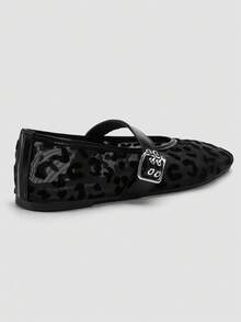 Giày bệt nữ mũi vuông, kiểu dáng thường ngày, dự tiệc, công sở, có khóa cài, chất liệu lưới rỗng thoáng khí, thoải mái, màu mơ. - màu đen - Xem 6