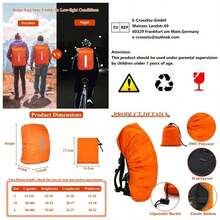 Protector de Lluvia para Mochilas con Tiras Reflectantes, 15 L - 25 L, Impermeable, con Bolsa de Almacenamiento, Funda para Lluvia, Mochila Escolar para Senderismo, Camping, Viajes, Ciclismo S, - inicial - Ver 1