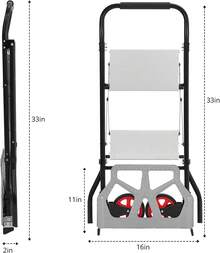 Belect 2 In 1 Hand Truck 2/3-Step Ladder - 220 LBS Load Capacity Aluminum Dolly Cart With Foldable Wheels Portable Step Stool With Wide Non-Slip Pedal Multi-Use Ladder Cart For Household Kitchen - 2-tIER - View 2