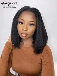 MEGALOOK 30英寸Yaki直发100%真人发4x4蕾丝透明闭合假发，自然黑，150%密度，8英寸波波头假发，30英寸长假发 - 自然逼真，适合日常佩戴，办公室、僵尸新娘、万圣节派对、Y2K风格、叛逆度假、户外角色扮演、校园、学校假期、圣诞节派对、婚礼、节日等场合，适合女性佩戴。 - SNatural - 查看 8