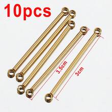 10 piezas de barras conectoras de acero inoxidable de color dorado, barras de conexión de doble orificio, barras redondas para hacer collares, aretes y accesorios de joyería DIY - H2282 - Ver 13