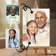 Custom Commemorative Portrait - Merge Multiple Photos Into One - Add Deceased Loved Ones - Personalized Watercolor Digital Art - Gift For Parents - Multicolor - View 2