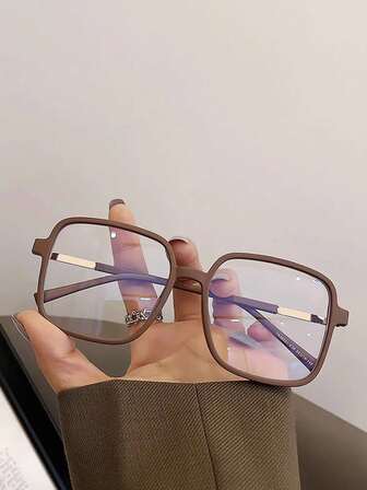 1 pieza Gafas ópticas cuadradas con montura minimalista y semimétalica, adecuadas para uso diario. Gafas unisex bloqueadoras de luz azul, gafas de , gafas protectoras, gafas para juegos de computadora, que alivian eficazmente la fatiga ocular causada por computadoras, televisores, teléfonos móviles y juegos. Compatibles con protectores de pantalla de computadora.