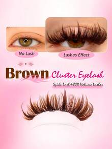 Rikuaild 200片棕色簇状假睫毛，3种款式：蓬松浓密棕色簇状睫毛、尖头卡通款睫毛、80D浓密尖刺款睫毛，打造柔和自然的棕色妆容，可重复使用的分段式单根睫毛，适合在家DIY嫁接睫毛，日常妆容。 - D - 查看 4
