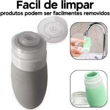 Kit 4 Frascos Viagem 90ml Silicone Azul Cinza Preto Creme Shampoo Pronta Entrega