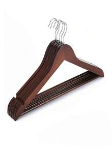 5 piezas de perchas de madera vintage/natural con aberturas precisas, perchas de traje de madera gruesa, antideslizantes, perchas de armario de uso pesado para abrigos, chaquetas, vestidos, pantalones - Multicolor - Ver 6
