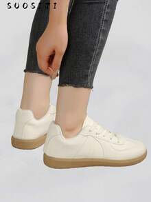 2025 Women's Autumn Casual Flat Soft Bottom Non-Slip Patchwork Outdoor Sports Shoes, Spring/Autumn - Beige - View 7