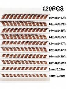 Rikuaild 100/110/120片装 D型卷翘棕色猫眼/狐狸眼单根假睫毛，DIY簇状假睫毛，3D浓密蓬松假睫毛，可重复使用 - D - 查看 4