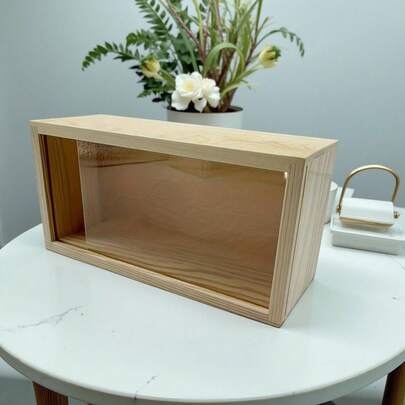 1 hộp gỗ nguyên khối tự lắp ráp, có tấm acrylic di động, thích hợp để đựng quà tặng, hoa khô, đồ thủ công tự làm, trưng bày đồ sưu tầm, trang trí nhà cửa và văn phòng, ảnh và cắm hoa, kiểu dáng hiện đại, cấu trúc bền chắc.