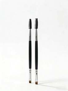 1pc /2 Pcs Pack Dual-Ended Eyebrow Brush & Spoolie - Professional Angled Brow Brush + Brow Comb For Flawless Eyebrow Grooming - Black - View 10