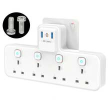 PASSUS This Multi-Functional Power Socket Is Suitable For Home, Kitchen, Office And Travel Use. It Integrates 7 Functions In One, Including 4 British-Standard Sockets With Independent Switches, 1 Power Switch, 2 USB-A Ports, 1 USB-C Port, A Flexible Cable Outlet, And A Wall-Mountable Design. Available In Black And White Colors.