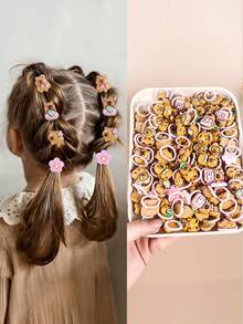 10/20pcs Kids Hair Scrunchies, Girls Claw Clips Hair Ties Hair Accessories - Multicolor - View 1