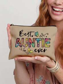 印有「Best Aunt」字樣的小手提包，卡通設計化妝包，便攜拉鍊化妝收納包，醫療收納包，零錢包，日常使用，旅行，禮物，拉鍊化妝包，節日禮物，感恩節禮物，Best Aunt 禮物，送給朋友和閨蜜的禮物，送給母親的禮物，送給女性的完美禮物 - 彩色 - 查看 13