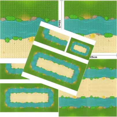 Feleph Classic Baseplate With River And Grassland Pattern Base Plates For Building Blocks 10 X 10 Inches Compatible With Major Brands StraightMaterial Safety And Rich Functionality