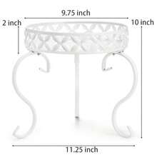 Plant Stands & TablesTOPZEA - Juego de 2 soportes redondos de metal soporte para macetas de hierro a prueba de óxido pedestal de una sola planta estante de exhibición moderno en maceta para interiores y exteriores - Blanco - Ver 2