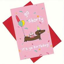 1pc Funny Dachshund Birthday Greeting Card With Envelope - Ideal For Dog Lovers And Birthday Celebrations - Multicolor - View 1