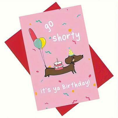 1pc Funny Dachshund Birthday Greeting Card With Envelope - Ideal For Dog Lovers And Birthday Celebrations