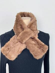 1pc Women's Solid Color Faux Fur Scarf, Warm Thick Scarf For Winter - Multicolor - View 7
