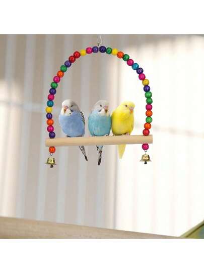 Colorful Tiger Striped Parrot Toy And Bird Cage Accessories, Hanging And Standing Fun Toys Suitable For Cockatiel, Parakeet, Parrotlet And Other Small Birds
