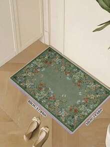 1 Pc Boho Modern Parisian Garden Floral Carpet For Living Room, Non-Skid Rust Rug Print Vintage Farmhouse Carpet For Bedroom Dining Room Dorm Office Home Decor - 薄荷綠 - 查看 2