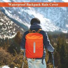 Protector de Lluvia para Mochilas con Tiras Reflectantes, 15 L - 25 L, Impermeable, con Bolsa de Almacenamiento, Funda para Lluvia, Mochila Escolar para Senderismo, Camping, Viajes, Ciclismo S, - inicial - Ver 7