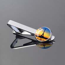 1pc Paris Eiffel Tower Glass Dome Landmark Patterns Tie Clip, Travel-Inspired Men's Tie Accessories Tie Clip - Silver - View 9