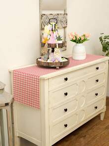 1 chiếc khăn trải bàn kẻ caro phong cách tối giản hiện đại, hình chữ nhật, có nhiều kích cỡ, phù hợp cho phòng ăn gia đình, trang trí nhà cửa, tiệc ngoài trời và trang trí nhà hàng, món quà hoàn hảo cho bàn ăn ngoài trời, chất liệu giống như vải lanh. - Đỏ thẫm - Xem 3