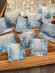10Pcs Retro Large Size PET Waterproof Winter Snow Theme Stickers Simulated Relief Snowflakes Decoration Adhesive DIY Scrapbooking Diary Album Junk Journaling Stationery Scrapbook Supplies - Multicolor - View 7