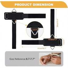 J Bryant Fitness - Correas de muñeca para levantamiento de pesas y máquinas de cables, puños acolchados de primera calidad con hebilla triangular resistente, ideal para entrenamiento de brazos - Negro - - Ver 2