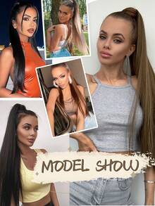 26 Inch 150g/Pack Synthetic Long Straight Hair Ponytail Extensions, Clip-In Ponytail Hair Piece, High Temperature Fiber Ponytail (Golden) - Gold - View 7
