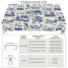 1pc Vintage Country Farmhouse Style Table Cover, Holiday Gatherings, Camping Picnics,  Party Decor, Kitchen Accessories,  Outdoor&Room Decor, Perfect Gift For Friends, Round And Rectangular Tablecloth - Màu xanh lam - Xem 9