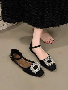 复古平底玛丽珍鞋，2026春夏新款简约系带舒适鞋 - 黑色 - 查看 7