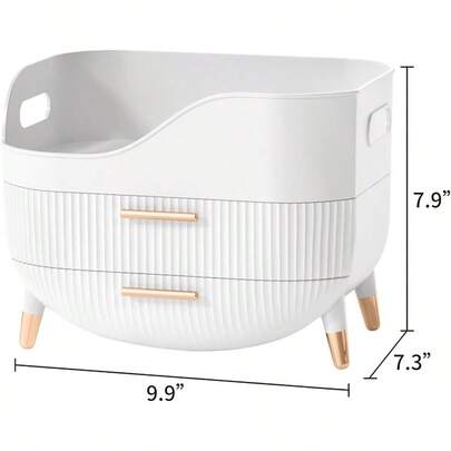 Organizador de Maquillaje con Cajones para Cuidado de la Piel Caja de Almacenamiento con Asa Vitrina Grande de Cosméticos para Encimera de Baño