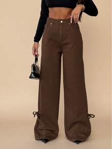 SQUALO Women's Blue Washed, Ripped, And Distressed Effect Jeans Street Style - Brown - View 2