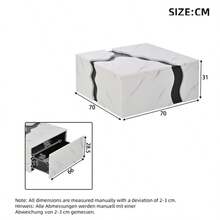 Living Room Coffee Table, 70 X 70 X 31 Cm, Cube-Shaped Geometric Design, Side Table With Drawer, Table With Marble Veneer In A Unique Shape, Coffee Table, Storage Table, Game Table - White - View 5