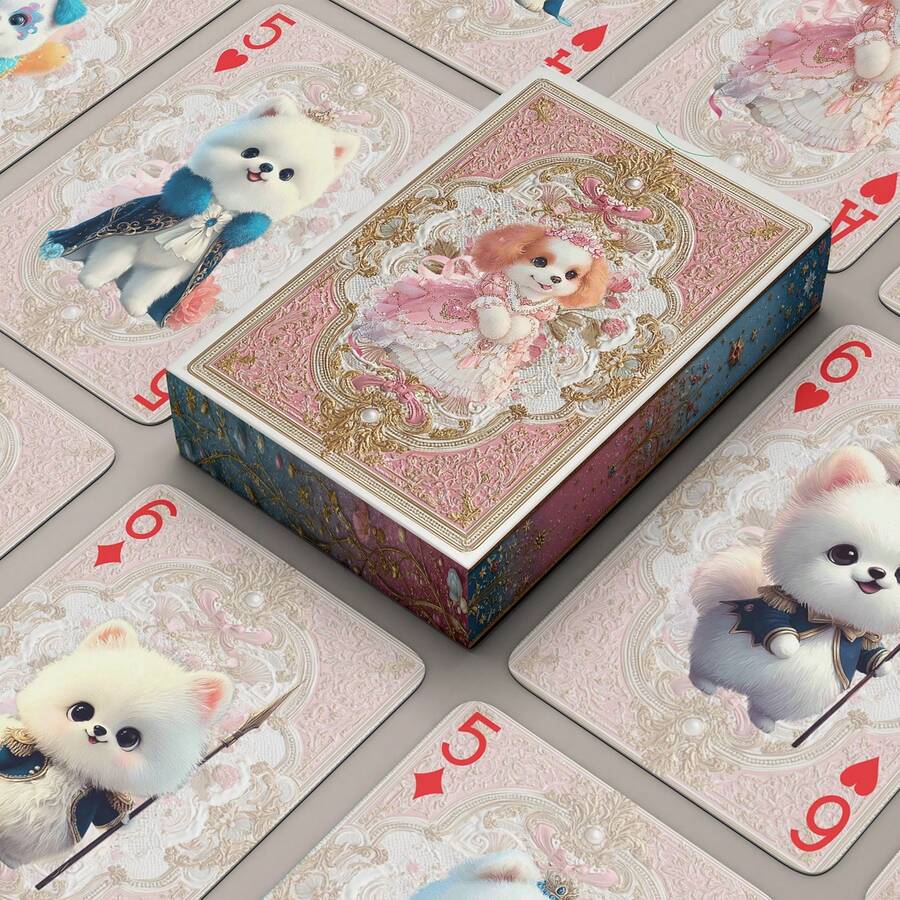 YFOPEN Hunde-Themen Spielkarten mit beliebten Rassen wie Corgi, Shiba Inu, Golden Retriever, süßer und heilender Kunststil, einzigartiges Design für jede Karte, geeignet für Tischspiele, Haustierliebhaber Sammlung, tägliche Unterhaltung - Verschiedenfarbig - Übersicht 1
