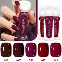 KUDAN 5pcs/Set 10ml Water-Based Nail Polish Set - Red And Nude Pink Popular Shades, Quick-Dry Peelable Long-Lasting Durable, Suitable For Nail Care - Multicolor - View 5