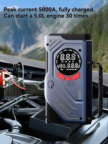5000A Portable Car Jump Starter With Air Compressor - 12V Battery Booster, LED Indicators, USB Fast Charging Output, Multi-Protection, Includes Jump Cables, Air Pump And Car Adapter - Multicolor - View 3