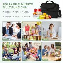 Lubardy Loncheras para Mujer Hombre, Bolsa de Almuerzo Aislada, Lonchera Termica Adultos Impermeable, Lonchera Térmica Almuerzos Portátil Lunchera para Picnic,Oficina,(Negro) - Multicolor - Ver 7