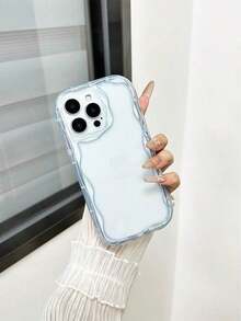 Cream Textured Wavy Edge Solid Color Shockproof Phone Case Compatible With IPhone 16/11/16pro/16plus/16promax/16e/15Promax/13/14/12/XS/XR/7G/8P, Compatible With Samsung Galaxy S25/S25PLUS/S25 Ultra/A16/A36/A26/A56/A50/A12/A32/A52/A72/A51/A21S/A13/A14/S24/S24PLUS/S24Ultra,S22/A52/A53/A54/A55S23/, Compatible With Xiaomi 11/12Pro/12/12X/13Pro/14Pro/15Pro/, Compatible With  10/9/Note9/12c/Note11pro/Note8Pro Waterproof Anti-Fall Scratch Resistant - 款式2(1pc) - 查看 8