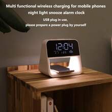 1pc New Bedroom Bedside Atmosphere Light Clock, Made Of ABS, Dual Alarm Clocks/3 Brightness Levels/Snooze Function, Suitable For Home/Office Decor (USB Powered) - Multicolor - View 2