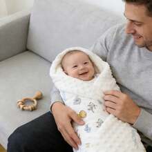 Soft Baby Blanket, Cute Bear Pattern - Breathable Infant Crib Blanket, Suitable For Babies, Strollers And Naps (Neutral Design) - Multicolor - View 1