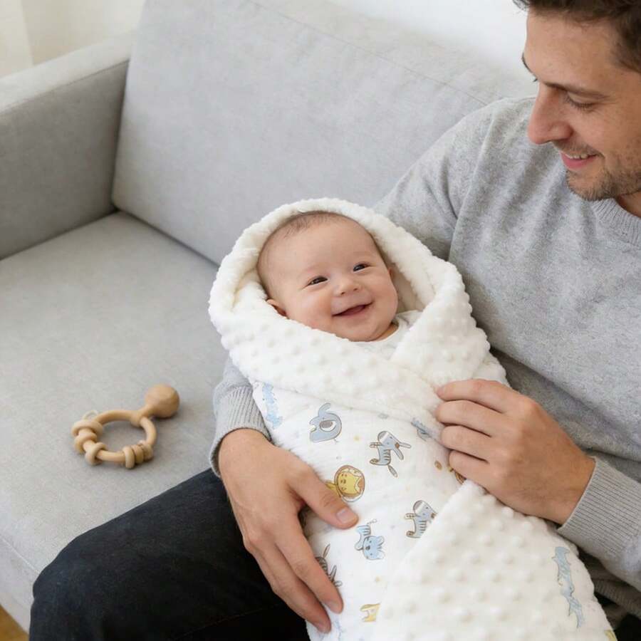 Soft Baby Blanket, Cute Bear Pattern - Breathable Infant Crib Blanket, Suitable For Babies, Strollers And Naps (Neutral Design) - Multicolor - View 1