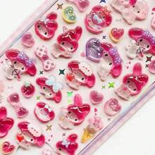 一套可爱卡通浮雕贴纸礼盒 | 可重复使用贴纸，适合DIY装饰、日常文具装饰、手账装饰、笔记本电脑装饰、少女风装饰贴纸、卡通手提包装饰、新年礼物、情人节礼物、复活节礼物 - 彩色 - 查看 6