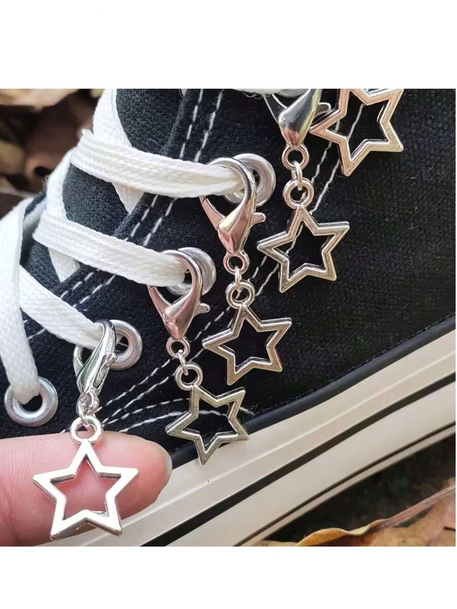 5/10pcs Stainless Steel Star Shaped Shoelace Accessories - Heavy Duty Y2K Vintage Metal Clips, Fit For Sneakers, Boots, Bags And DIY Shoelace Accessories (No Tools Needed) - Quick Lacing, Clips, Suitable For Teens (Star Shape), Shoe, Spring Summer Picks, Brides Maid Gifts, Room, Bedroom Decor, Bedroom Decor, Beach, Travel, For Men, For Women, Vacation,Women's Day,Travel Essentials,Wedding Favours,Y2k,Bedroom,Car Accessories Women,Kitchen Decor,Cute Stuff - Multicolor - View 1