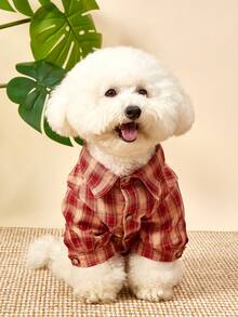 PETSIN 1 件宠物休闲格子衬衫，时尚春夏设计