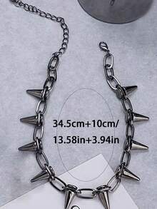 1 件男士时尚不锈钢铆钉装饰吊坠项链适合日常佩戴