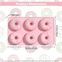 Moule à beignets en silicone rose - Moule à beignets, lavable au lave-vaisselle, micro-ondes et four, démoulage facile, convient pour les beignets, gâteaux, biscuits et bagels - Multicolore - Voir 2